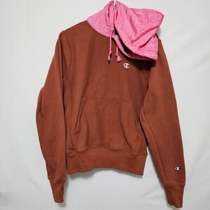Champion Reverse Weave Hoodie Small Brown Pink TwoTone Rare Colorway Heavyweight